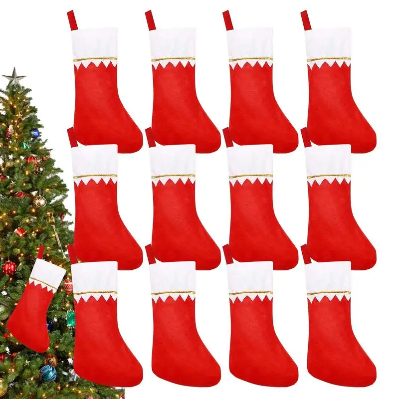 

Stocking For Christmas Tree 12pcs Cuffed Felt Stockings For Christmas Ornament Indoor Seasonal Decor Gift Bag For Bedside Stairs