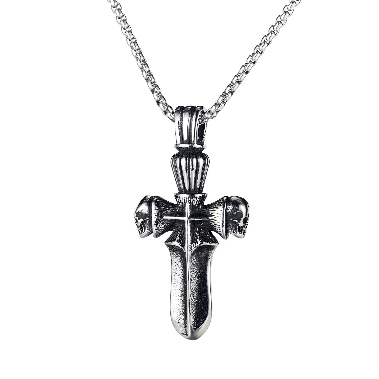 

Personality Cross Stainless Steel Skull Titanium Steel Necklaces for Men