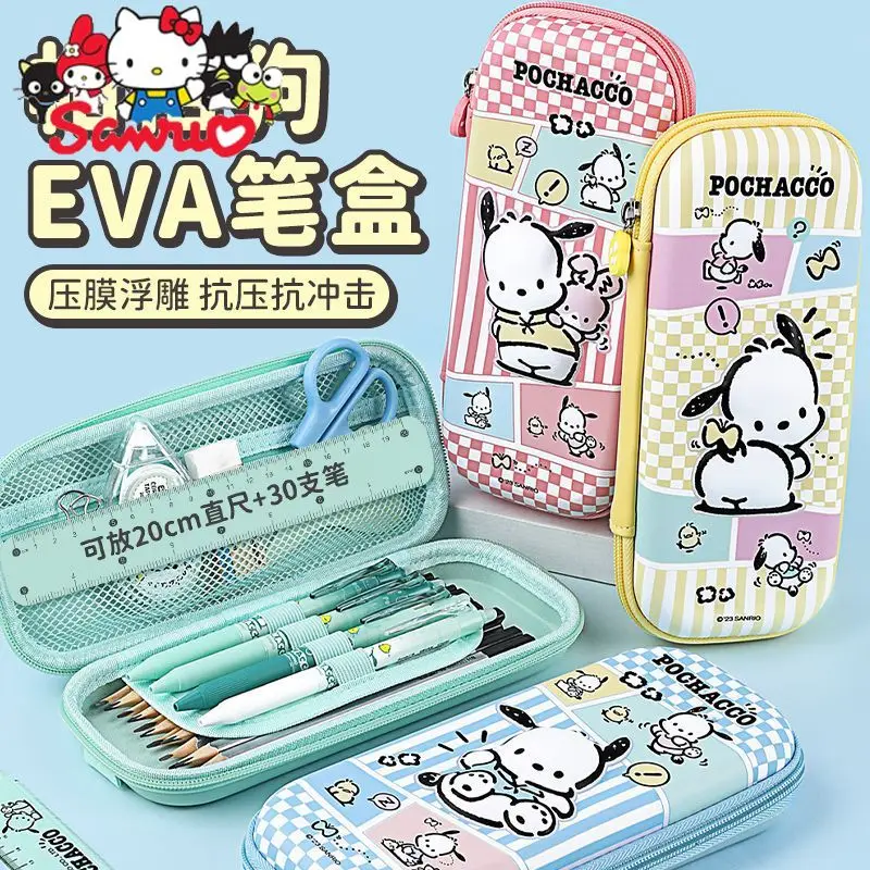 

Sanrio Melody Kuromi Hello Kitty Cinnamoroll Pochacco EVA Pen Case Japanese Anime Peripheral Cartoon Super Cute Stationery Box