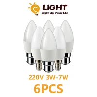 6pcslot led candle lamp c37 220v 3w 7w e14 e27 high lumen warm white light suitable for kitchen crystal chandelier down lamp