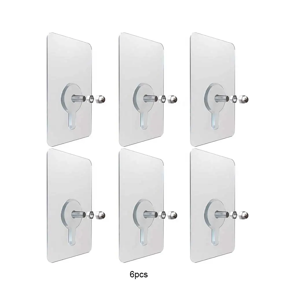 

6pcs Hanging Nails Wall Hook Reusable Door Wall Hooks Oilproof Heavy Load Nails Bathroom Accessories Screw Stickers