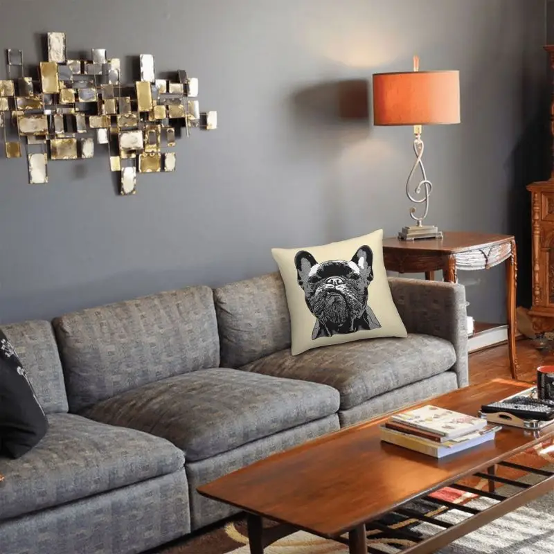 Симпатичная подушка в форме французского бульдога Геометрическая искусственная