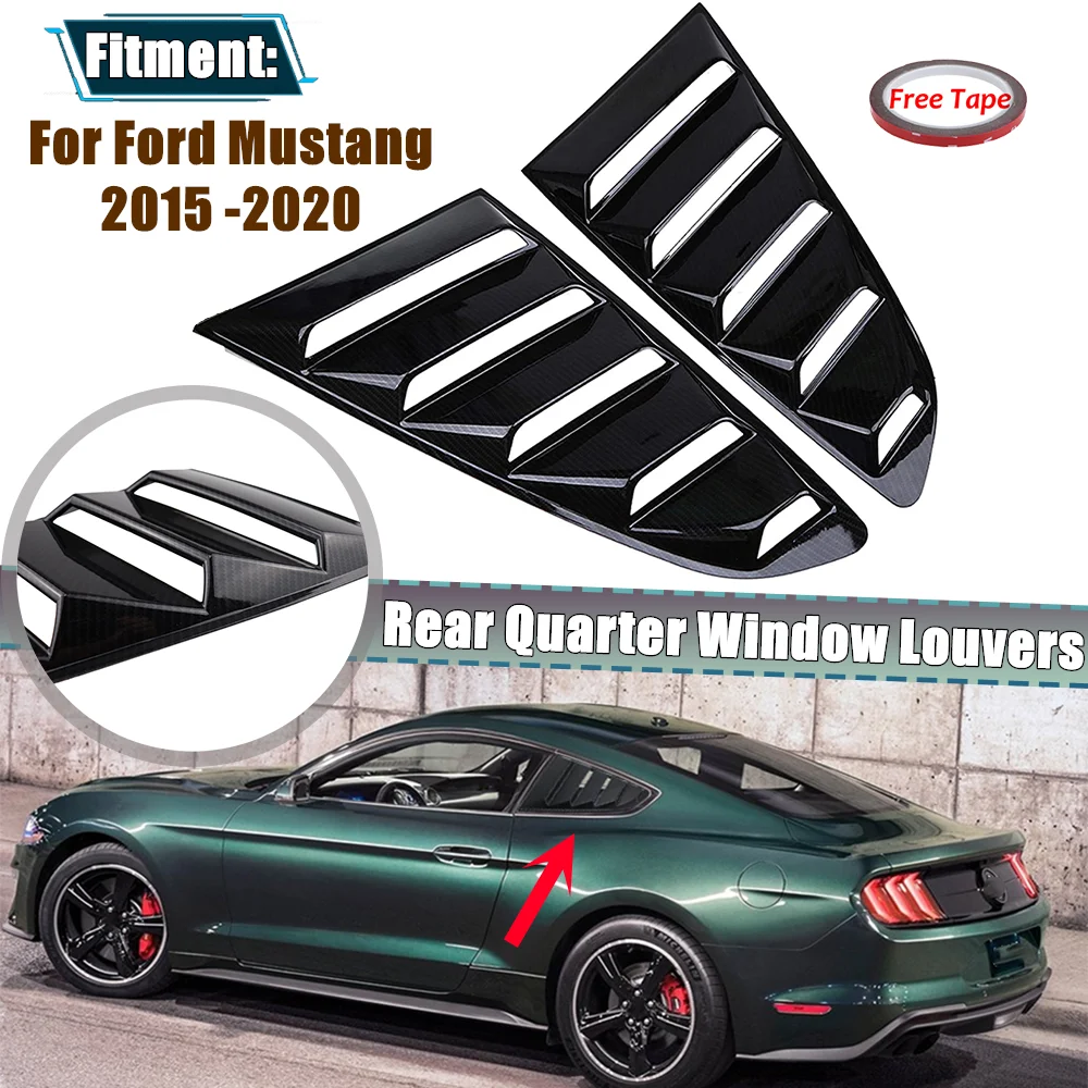 

Pair Rear Quarter Window Louvers Scoops Spoiler Carbon Look For Ford Mustang 2015 2016 2017 2018 2019 2020 Decoration Sticker