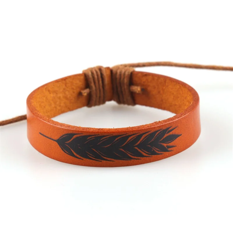 Европейский и американский индивидуальный кожаный браслет с ушками пшеницы