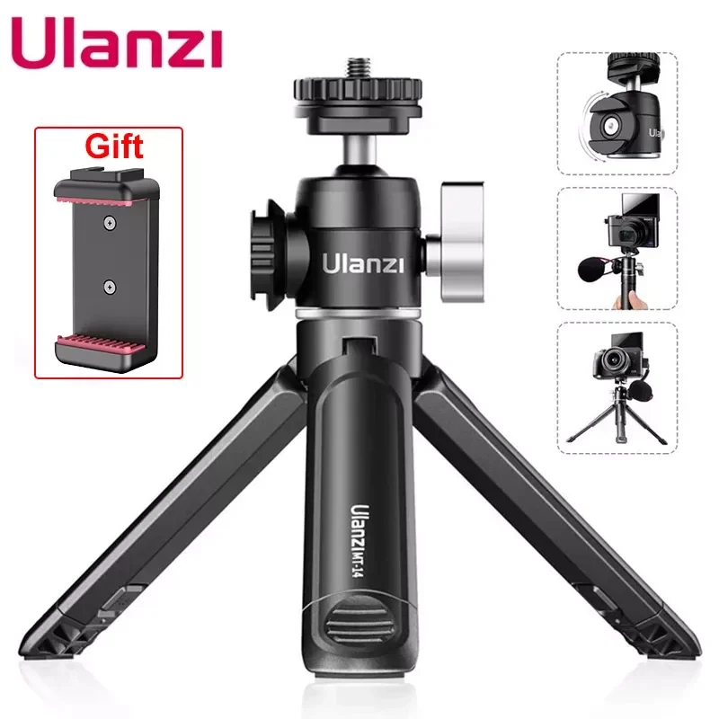 

Ulanzi U-Vlog lite Mini Tripod with 360° Ball Head & Cold Shoe Selfie Stick Tabletop Tripod for Camera iPhone Android Phone