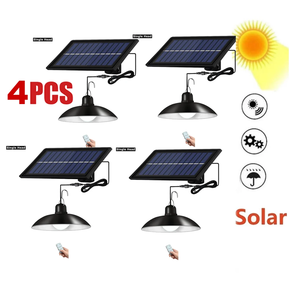 

4pcs Retro Lampshade Solar Panel Hanging LED Pendant Light Chandelier Garden Road Lamp for Outdoor Yard Garden Driveway Pathway