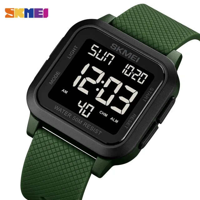 SKMEI Fashion 5Bar Waterproof Stopwatch Digital Male Wristwatches Multifonction Countdown Back Light Sports Watch Clock For Men 1