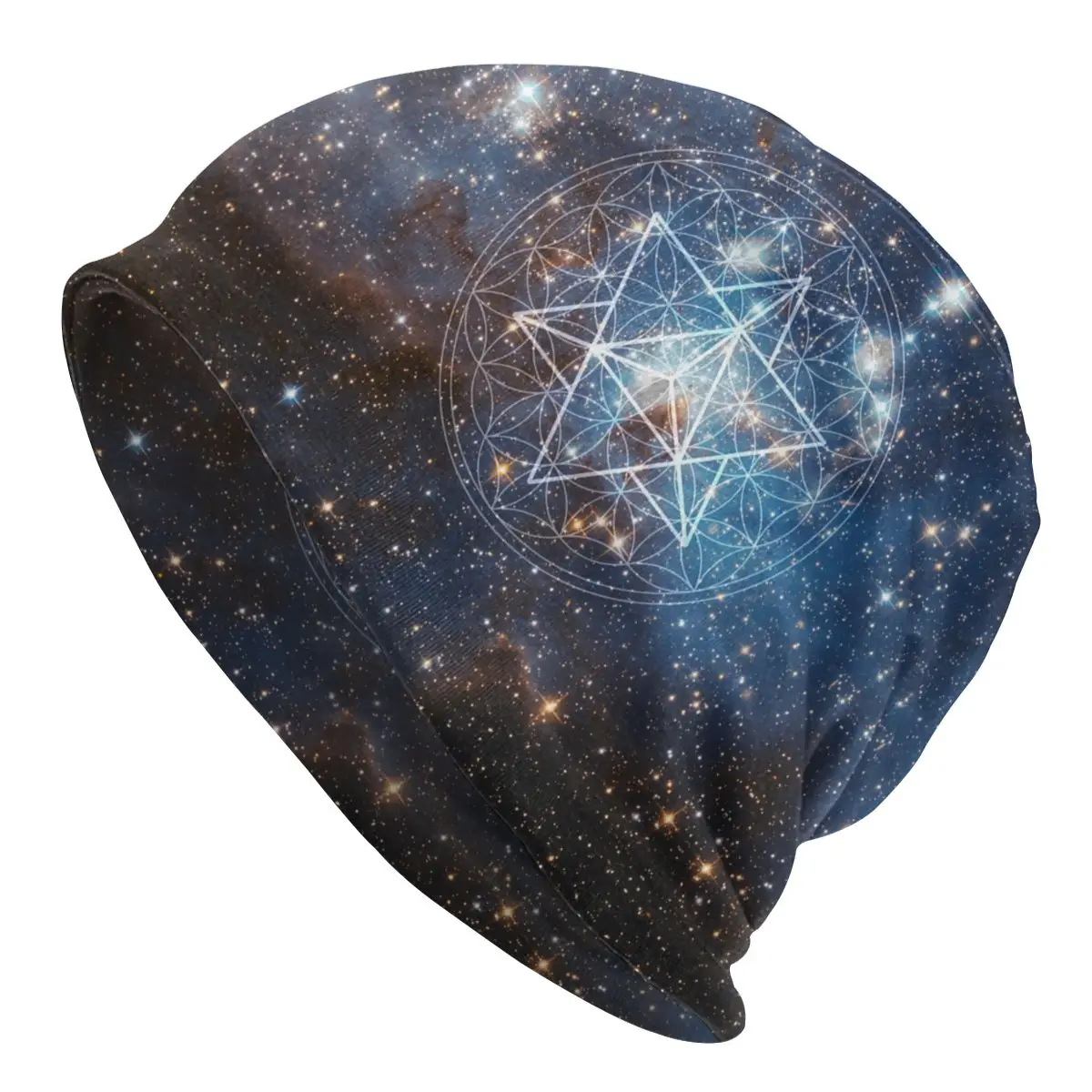 

Merkaba In Flower Of Life Beanies Caps Unisex Streetwear Winter Warm Knitted Hat Sacred Geometry Geometric Space Bonnet Hats