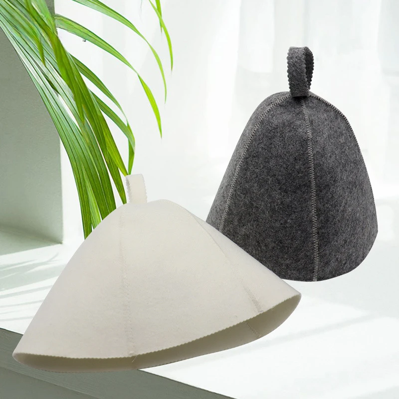 

Anti Heat Sauna Hat Thicken Wool Felt Shower Cap Hair Turban Bonnet Quickly Towel Drying Towel Hats Sauna Bathroom Accessories