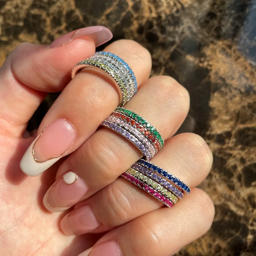 

925 Sterling Silver Sparkling Ring Simple Style Versatile Decorative Compact Index Finger Ring Women Fashion Jewelry