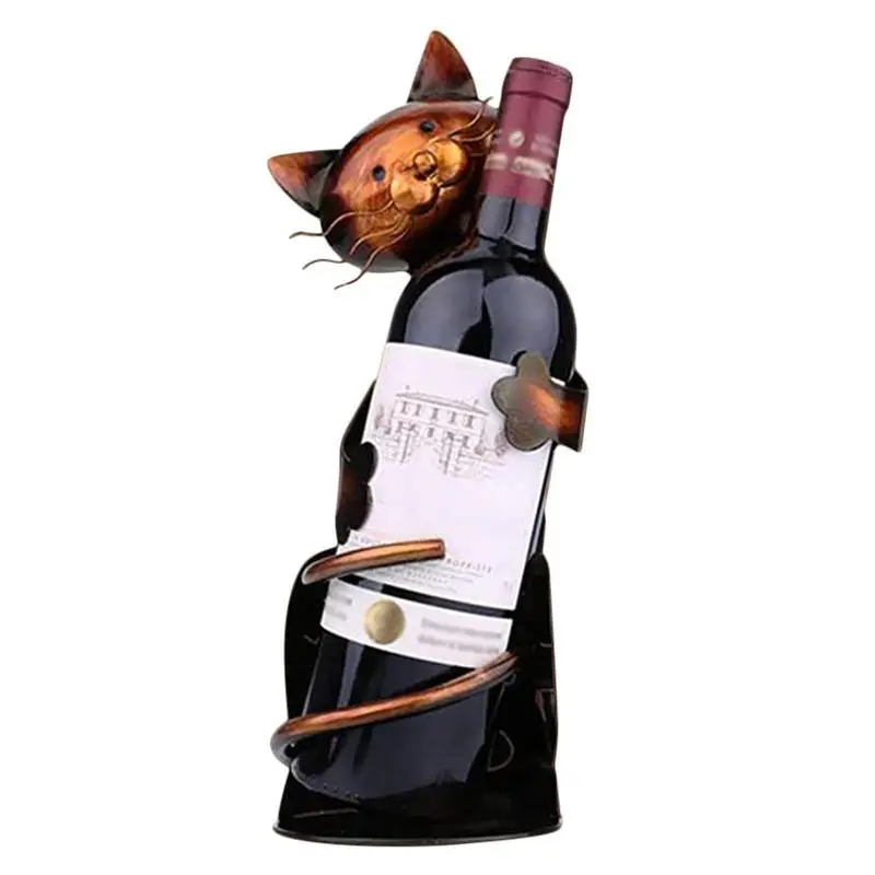 

Wine Bottle Holder Countertop Cat Wine Stands Racks Cute Cat Figurine Wine Bottle Keeper For Display And Storage Accessories
