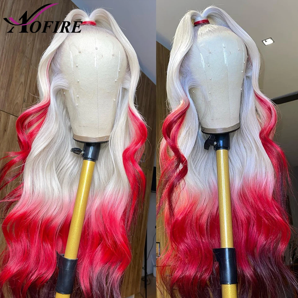 

180% Red Ombre Lace Front Wigs For Women 60 Colored Body Wave Remy Human Hair Lace Part Wigs Cosplay Lace Frontal Wigs Prepluck