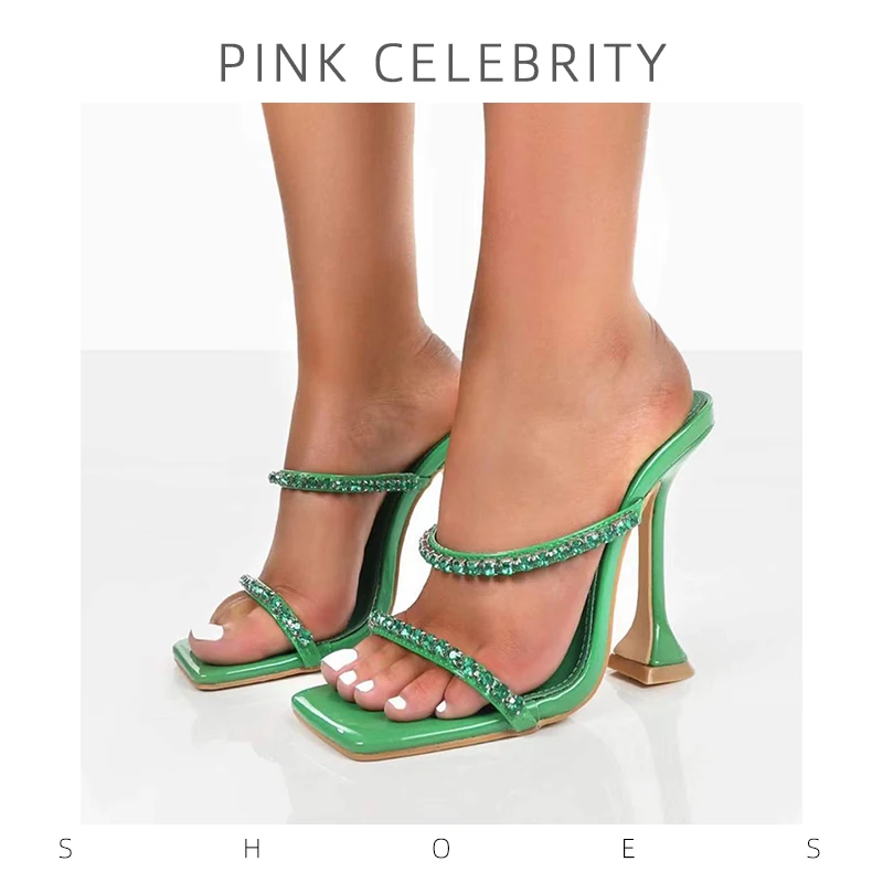 

Summer Women Sandals Shoes Square Toe Open Toe Woman High Heels Slippers Sandal Flip Flops Slides Party Shoes Chaussure Femme