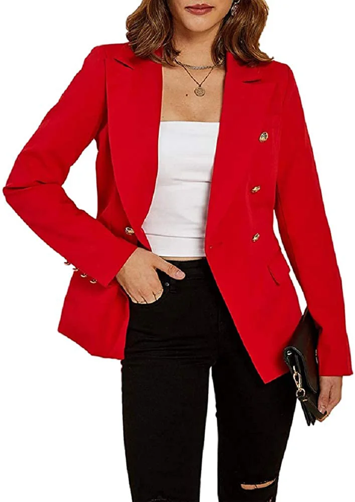 

Womens Office Blazers Lapel Button Cardigans Jacket Work Suit