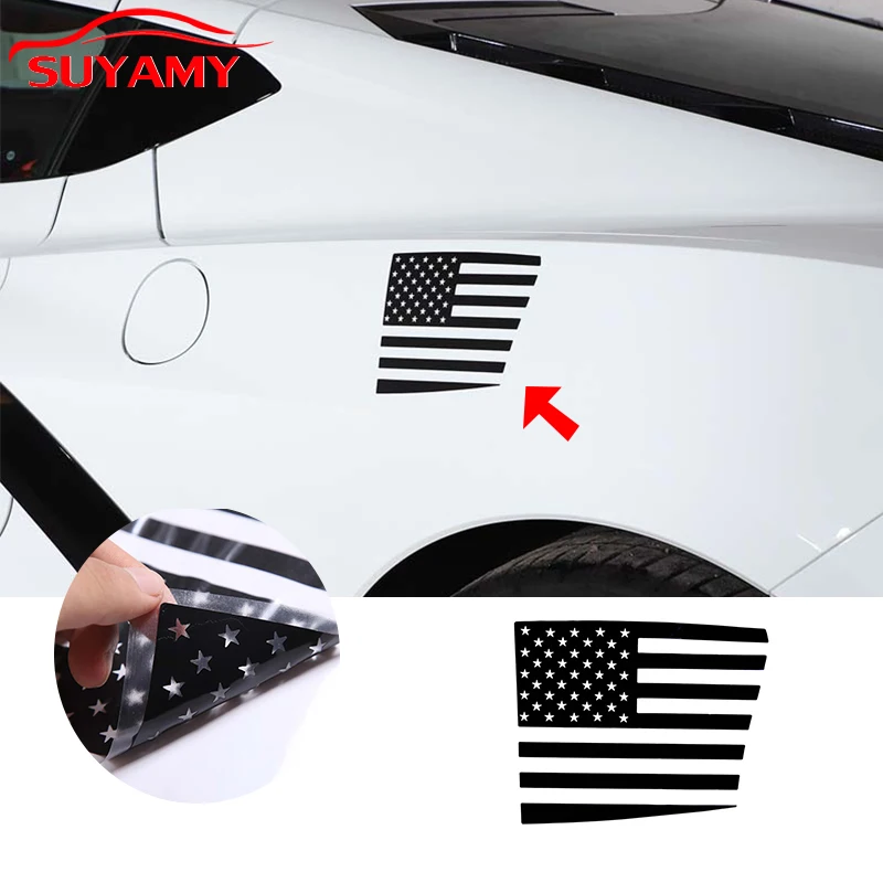 

Auto Styling Flag Style Car Side Fender Decorative Decals Trim Sticker For 2020-2021 Corvette C8 Auto Accessories