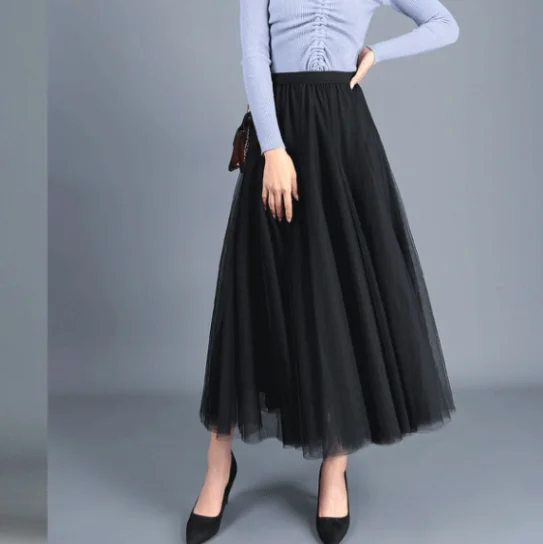 

2023 Skirts Womens Autumn 3 Layers Princess Tulle Mesh Pleated Skirt Saia Female Jupe Summer Tutu Skirts Faldas Mujer Moda