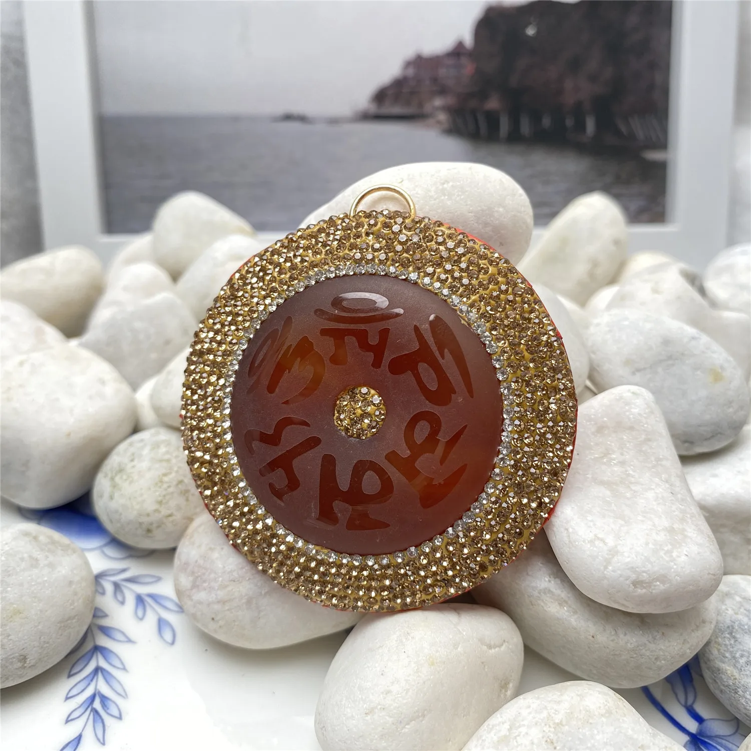 5 pcs/batch red agate safety buckle pendant ladies DIY jewelry necklace accessories wholesale