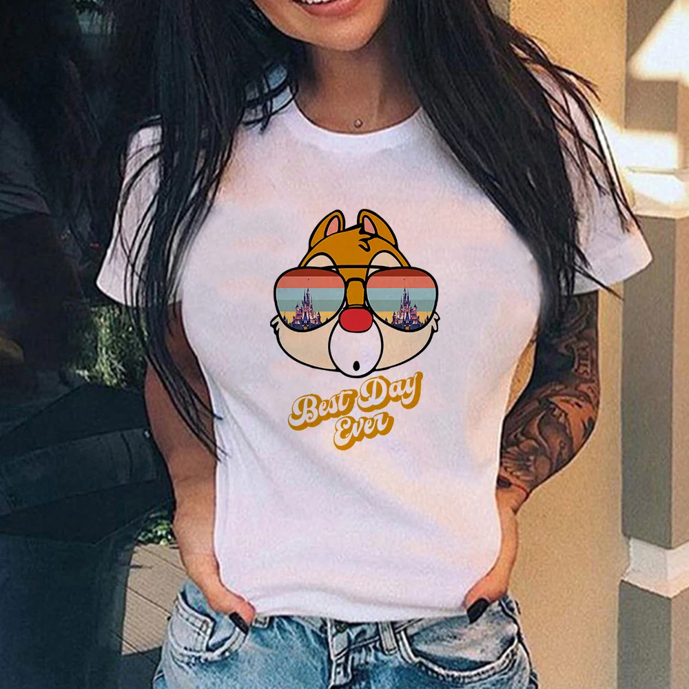 Goofy Cartoon Print Disney Женская футболка Белая новая серия солнцезащитных очков