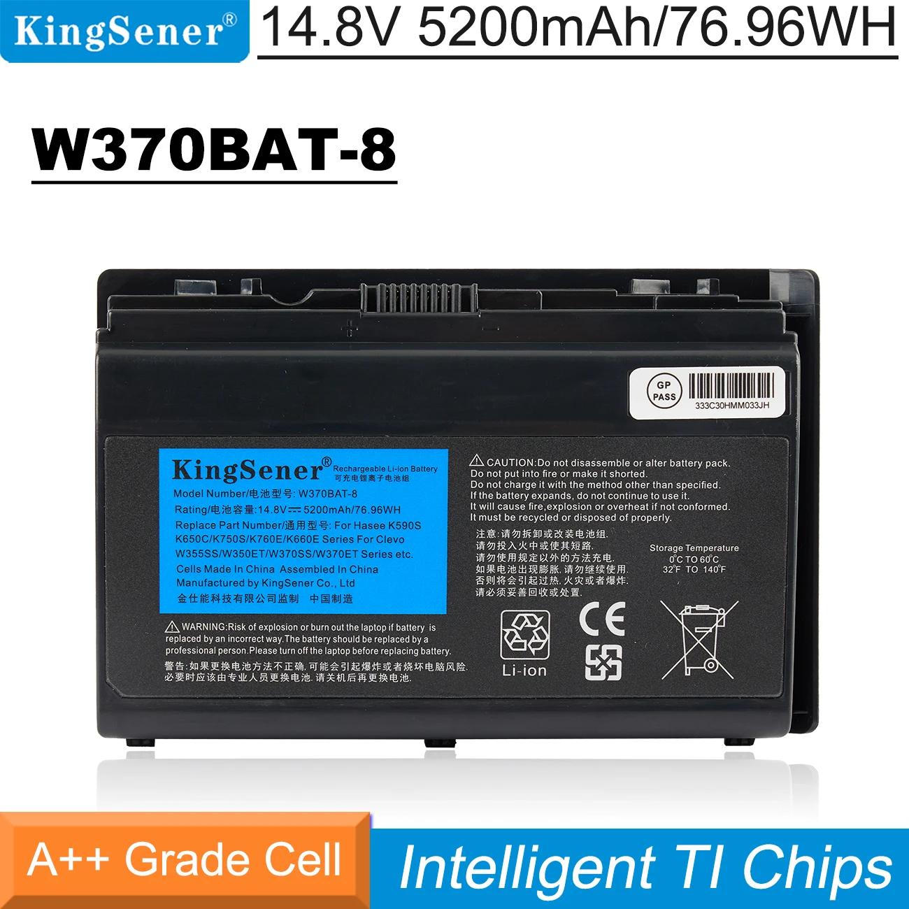 Bateria do Portátil para Clevo W370bat8 Kingsener W350et W350etq W370et Sager Np6350 Np6370 Schenker Xmg A522 A722 697-w370s4271