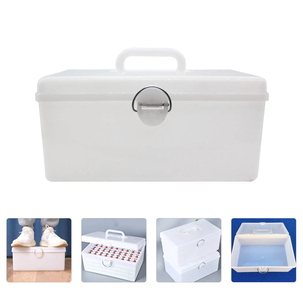 

Mahjong Storage Box Organizer Case Container Holder Game Bin Basket Plastic Chinese Desktop Lock Office Medicine Hamper Laundry