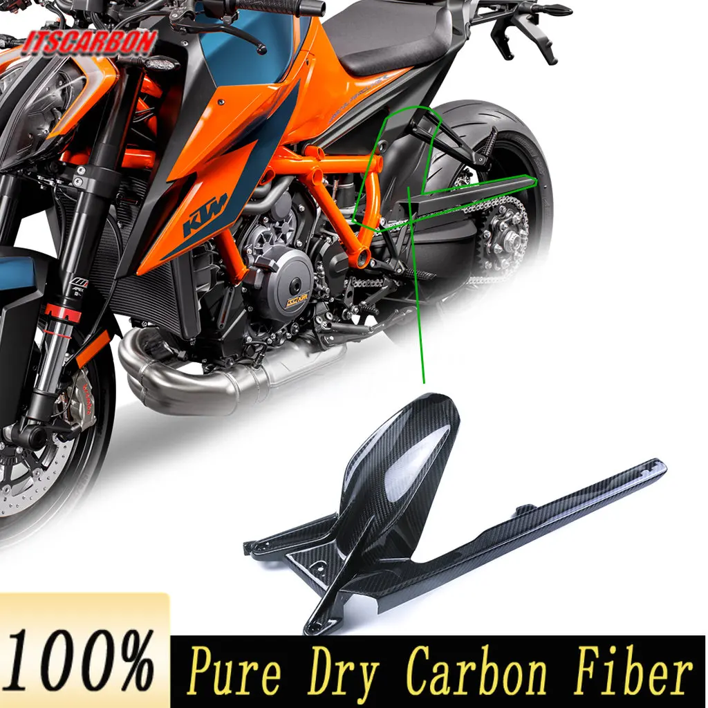 

For KTM Superduke 1290 R 2020 2021 2022 3K Carbon Fiber Motorcycle Accessories Rear Fender Splash Mudguard with Chain Guard
