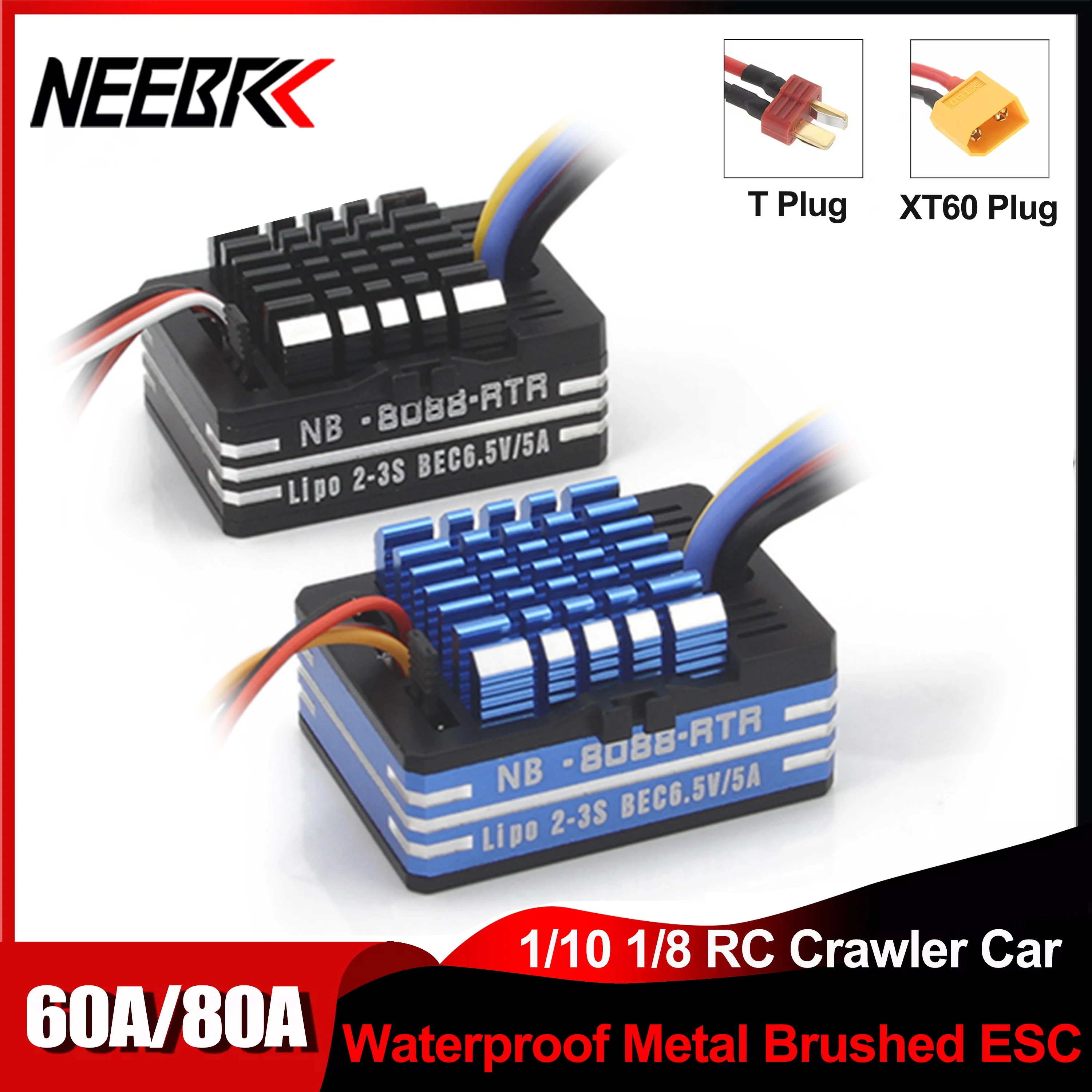 NEEBRC 60A 80A 2-3S Водонепроницаемый полностью металлический матовый ESC для 540 550 мотор