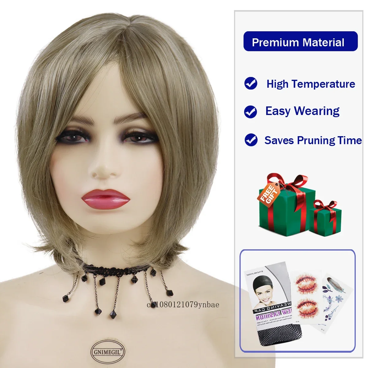 Короткие светлые смешанные коричневые парики Синтетический милый парик Боб с