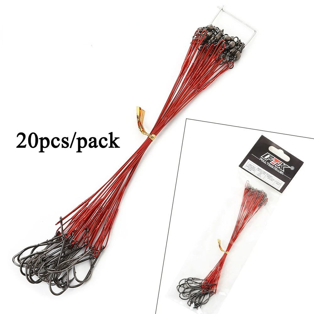 

20pcs/Set Sub-line Steel Wire Rope with Hook Anti-bite Line Stainless Steel String Hook Metal Line Leading Line Fishing Line