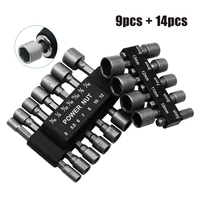 23pcs drill bit adapter hex nut driver socket kit 14 hex nut driver wrench set for electric screwdriver tool machine repair