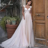 elegant a line wedding dresses 2022 for women deep v neck appliques bride dress high waist backless bridal gown vestido de novia