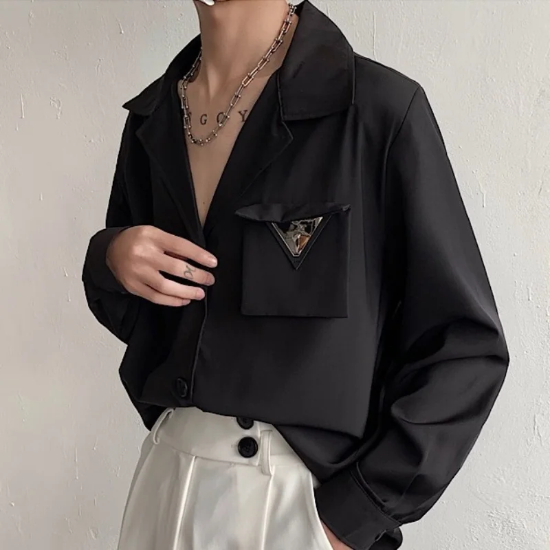 

Рубашка мужская с воротником-стойкой и длинным рукавом