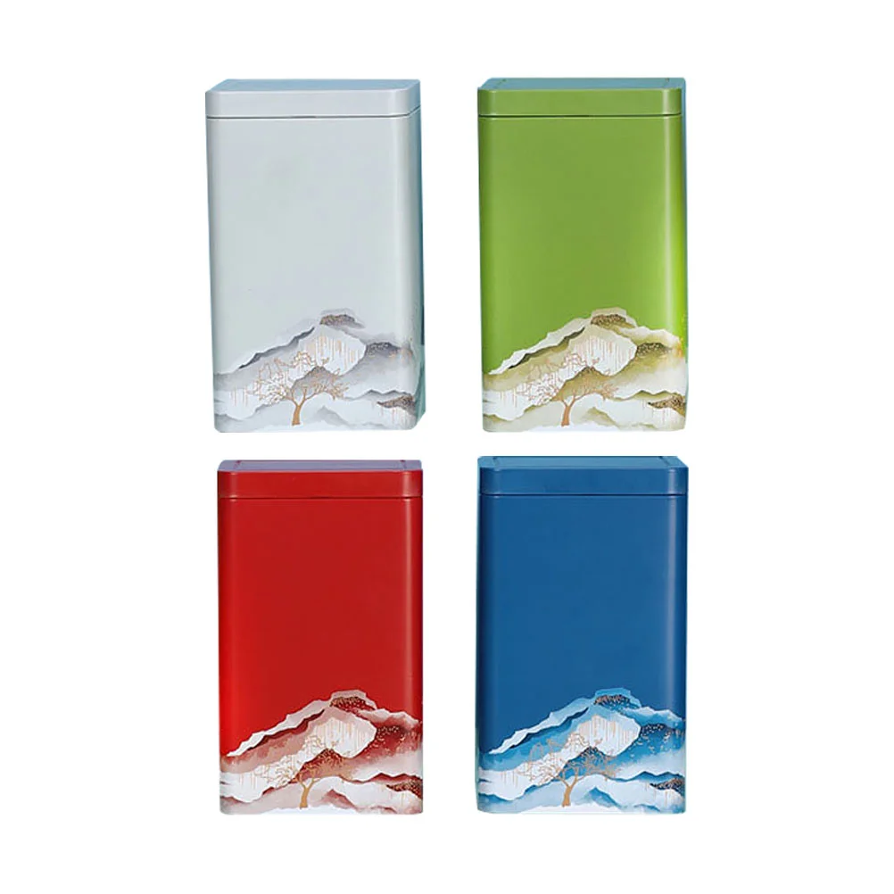 

4 Pcs Container Tea Miniture Decoration Metal Tin Tinplate Household Canister
