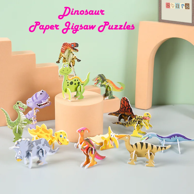 

20Pcs 3D Dinosaur Paper Jigsaw Puzzles Toys Kids Birthday Baby Shower Party Favors Classroom Treasure Box Pinata Fillers