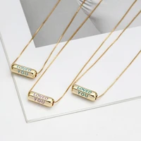 wish card enamel copper bead necklace for women girls fashion party jewelry gifts you are loved charm pendant choker woman 2022
