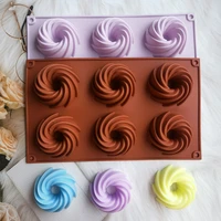 6 holes spiral silicone cake mold chocolate mousse ice cream jello pudding dessert baking pan decorating tool cyclone shape diy