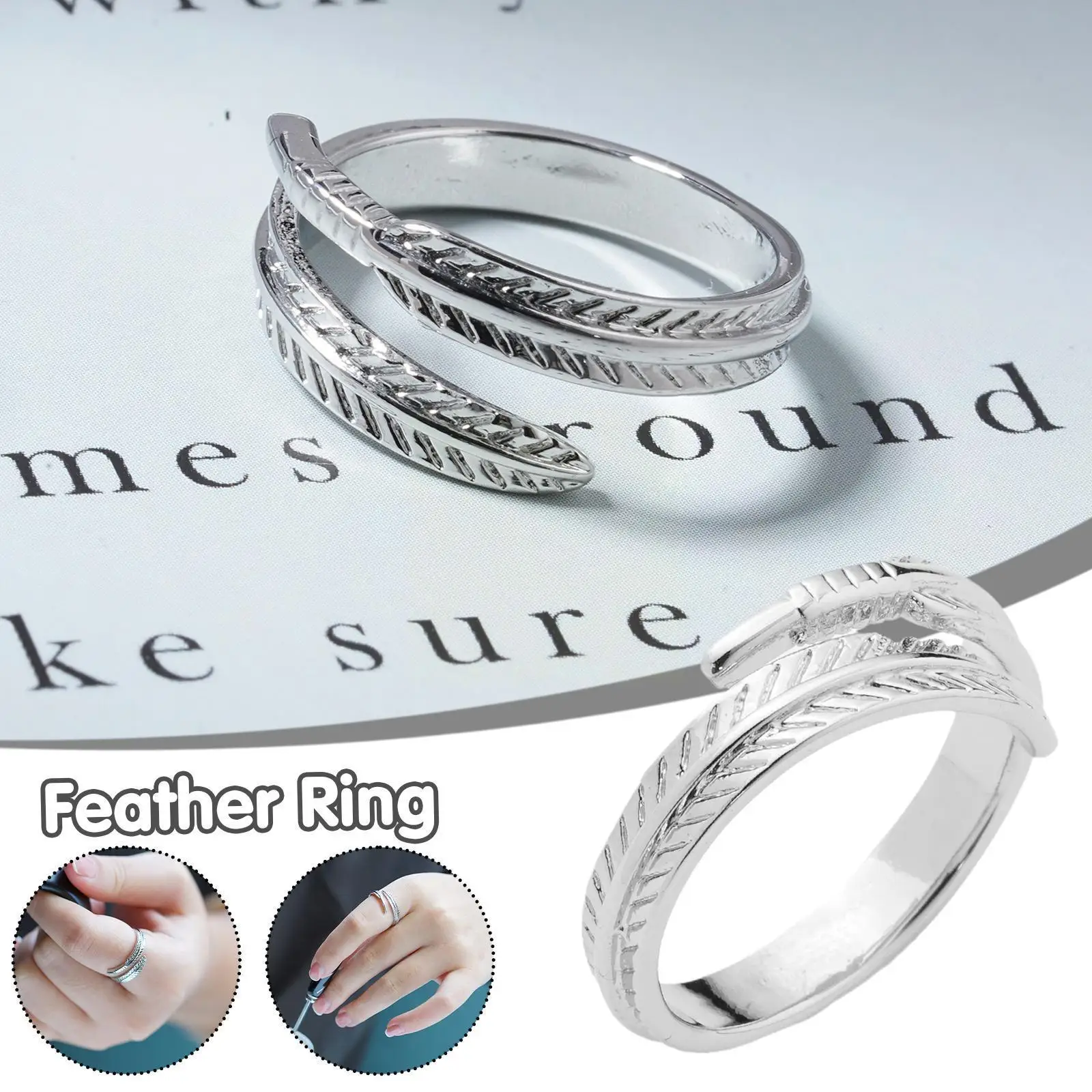 

Retro Angel Wing Feather Wing Ring Adjustable Open Ring Vintage Punk Feather Rings For Women Men Jewelry Gifts S7d7