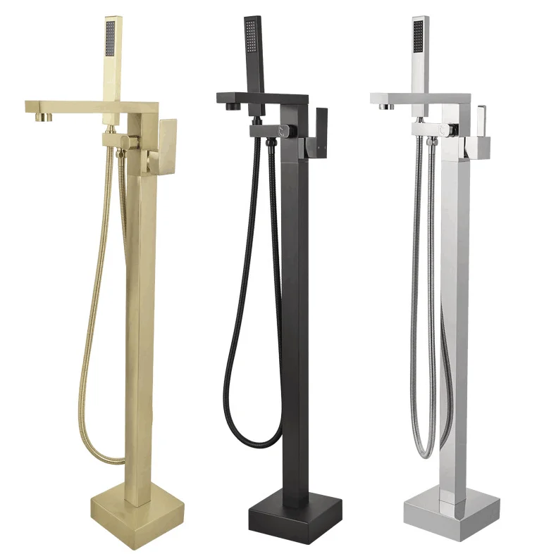 

Modern Brass Gold Black Silver Finish Bathroom Shower Taps Hot and Cold Water Freestanding Bathroom Faucet