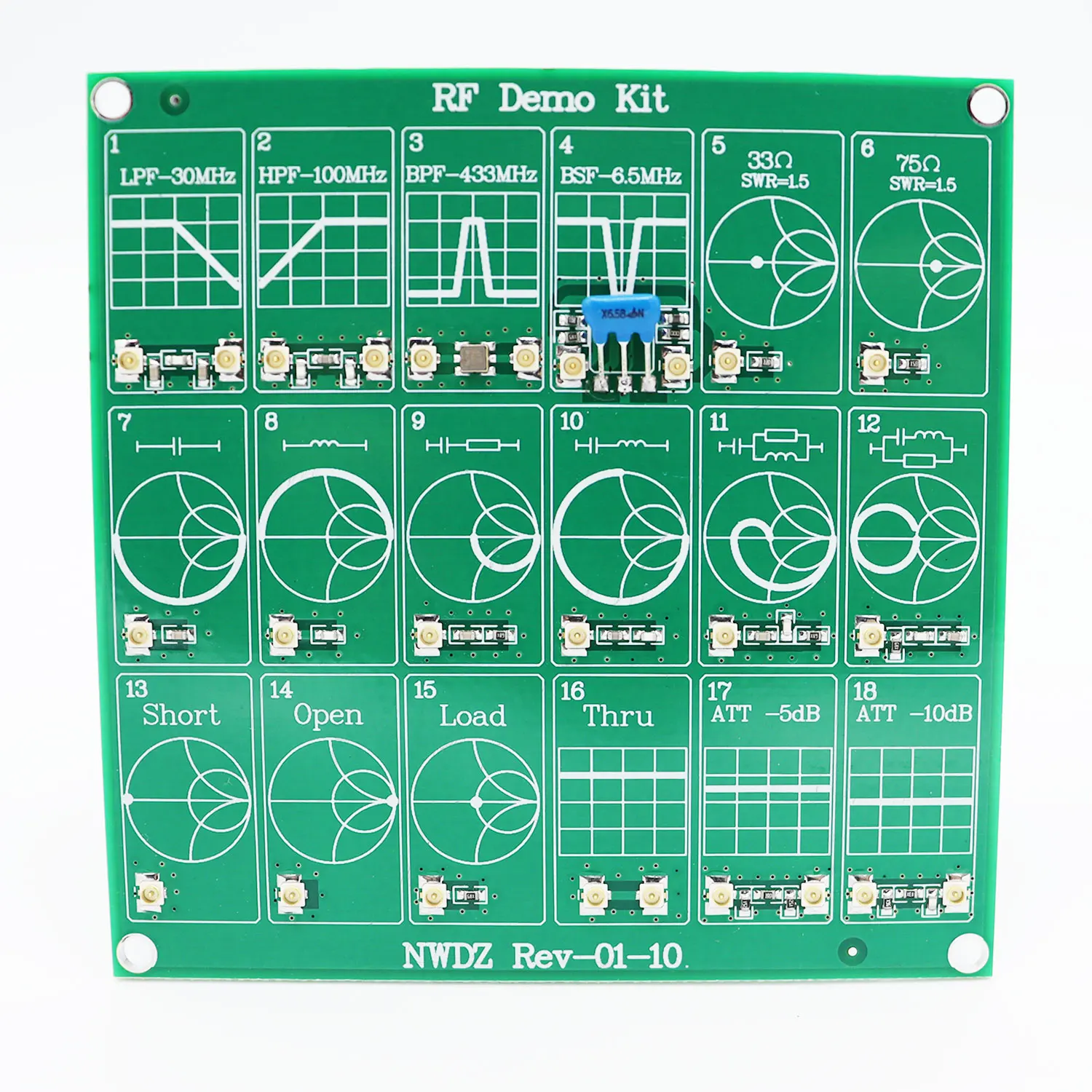 RF Test Board 18 Functional Modules Demo Kit NanoVNA Module Vector Network Analyzer Filter/Attenuator |