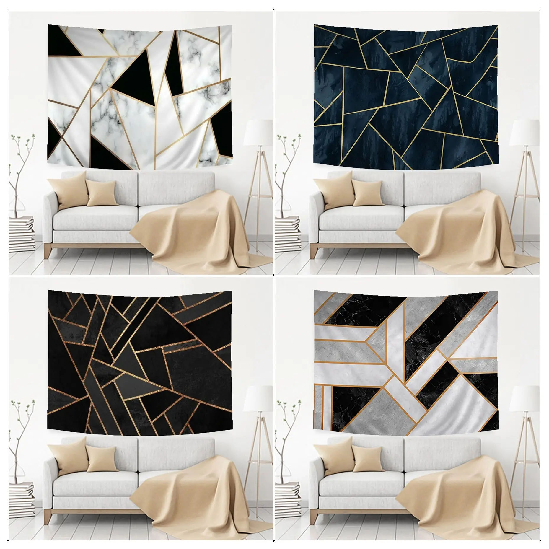 

Marble Geometric Printed Printed Large Wall Tapestry For Living Room Home Dorm Decor Japanese Tapestry