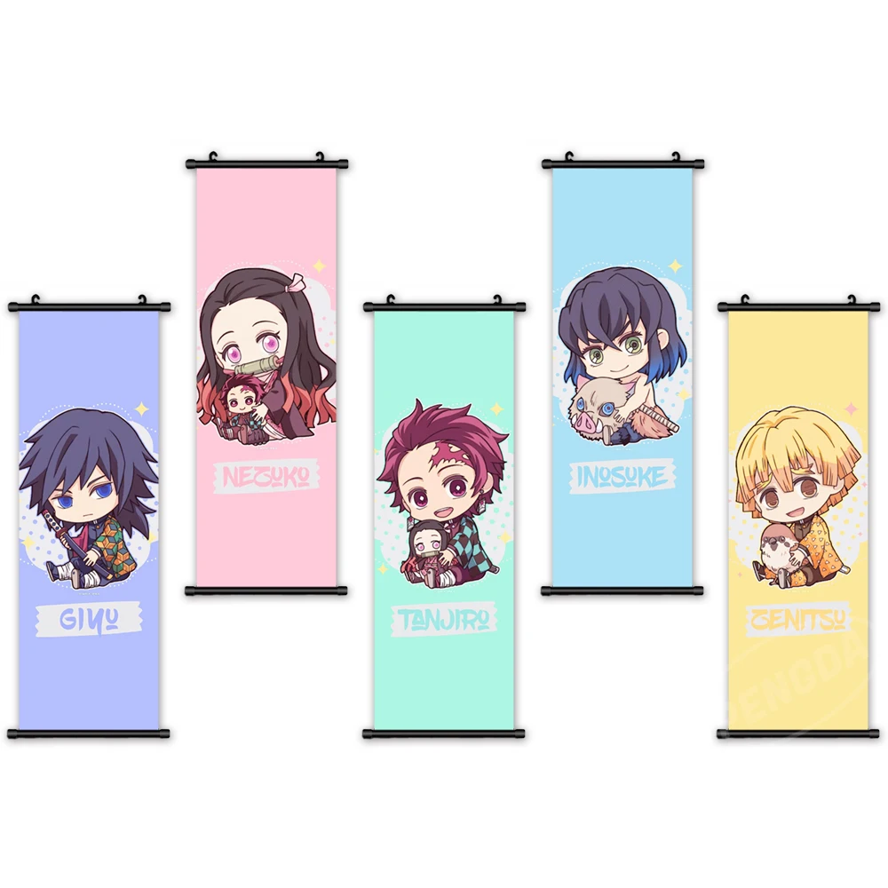 

Canvas Home Decor Poster Demon Slayer Print Pictures Japanese Anime Wall Art Plastic Scroll Hanging Painting Bedside Background