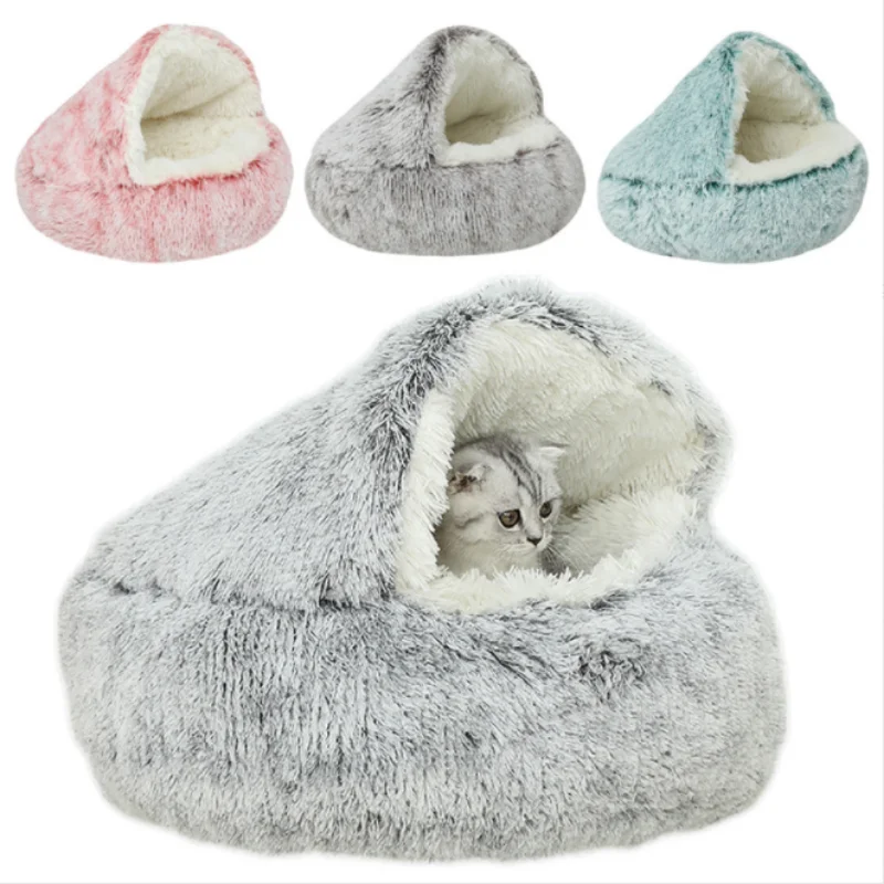 

Pet 1 Sleep Bed Cat Cat Basket Cat Nest Dog Bag Warm Cat For 2 Plush Small Cat Dog House Bed Cat Cushion Round Pet In Kennel