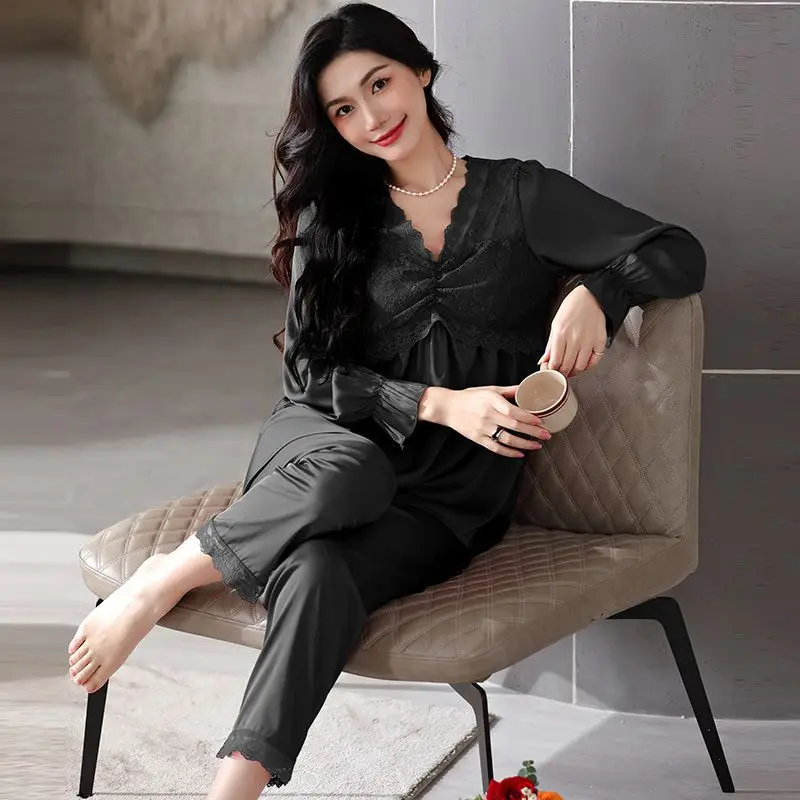 Red Animal Year pajamas wedding bridal couple set silk ladies ice silk plus size 2023 new.