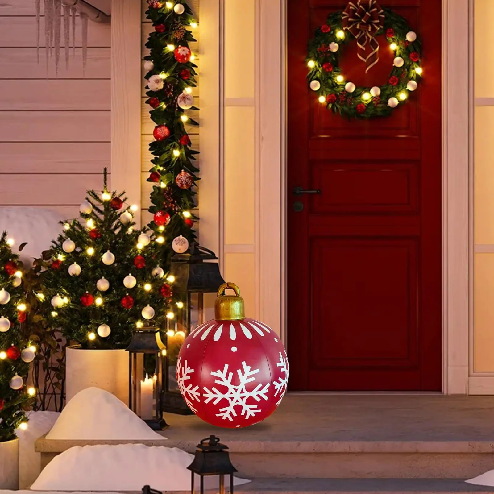 

Christmas PVC Inflatable Balls, Outdoor Christmas PVC Inflatable Decorated Balloon with Pump, Eye-Catching Holiday Yard