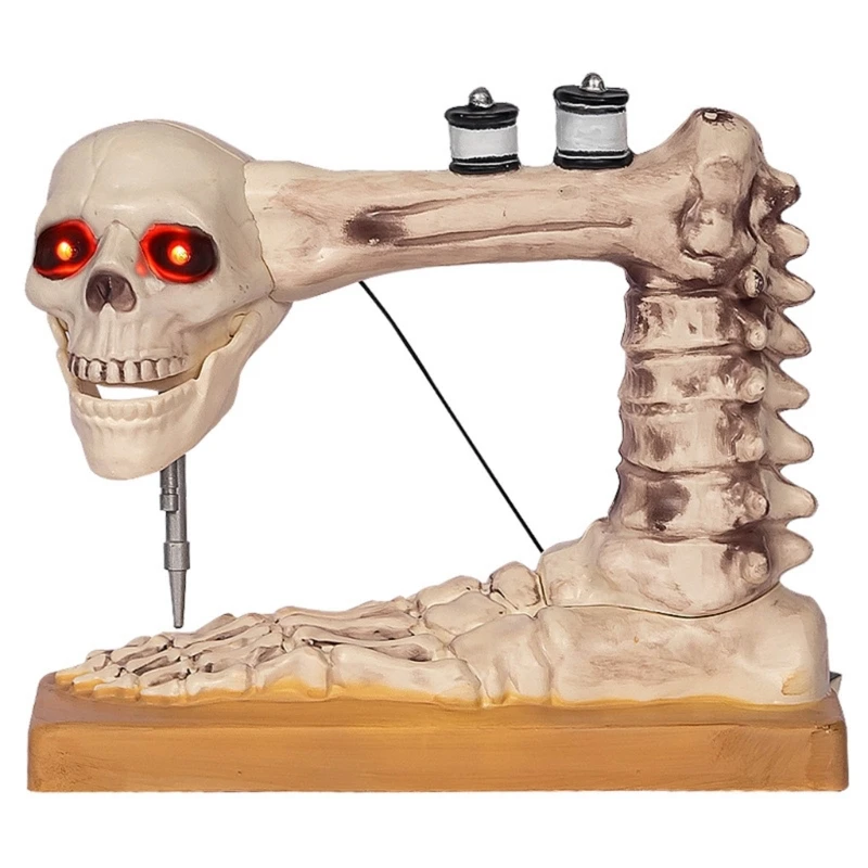 

Beautiful Sound Responsive Skull Sewing Machine Sculpture Decoration Gift for Halloween Enthusiasts Halloween Ornaments