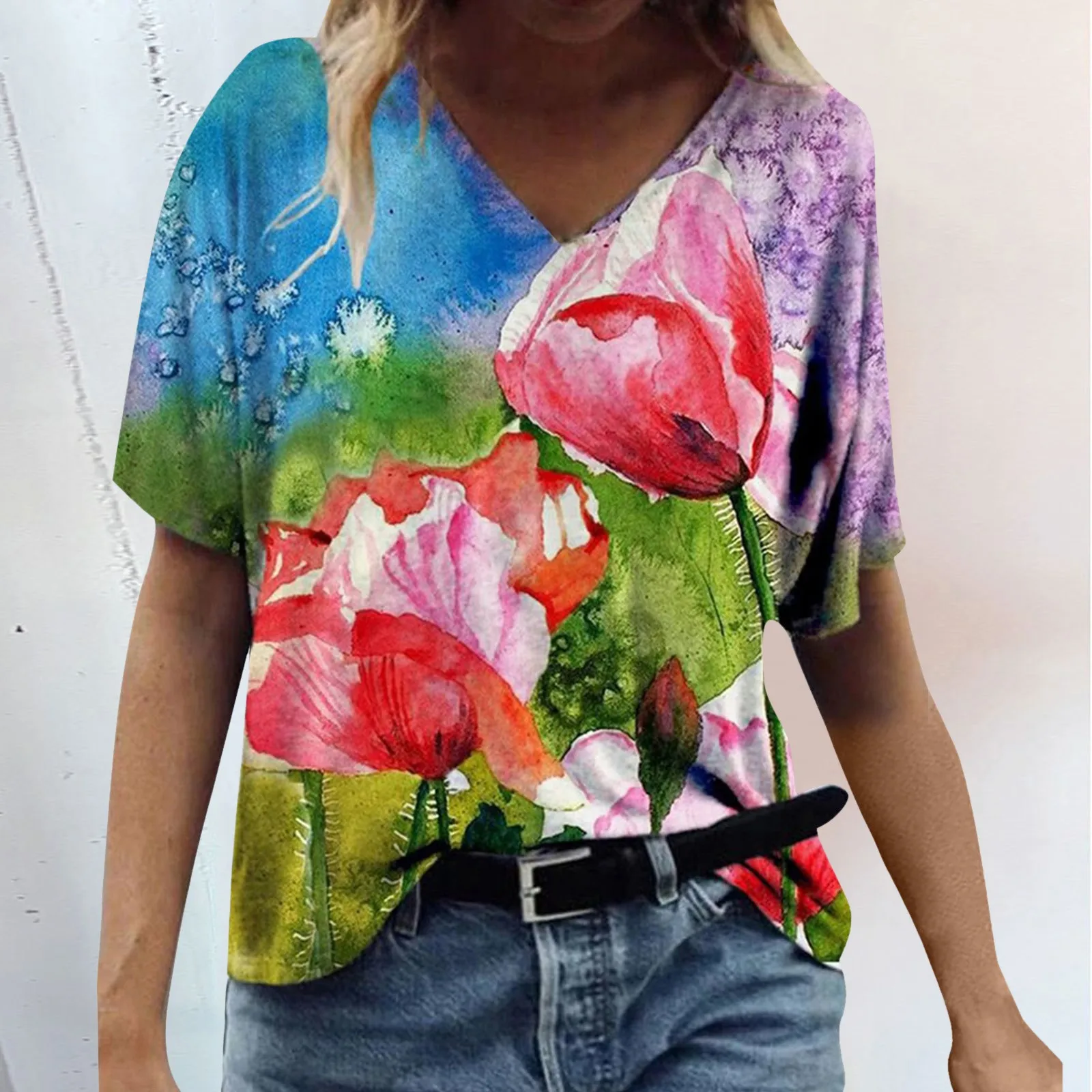 

Ladies Black T Shirts Womens Tops Short Sleeve Flowy Casual Tee Shirts Sweat Proof Shirts for Women Women's Tops & Tees