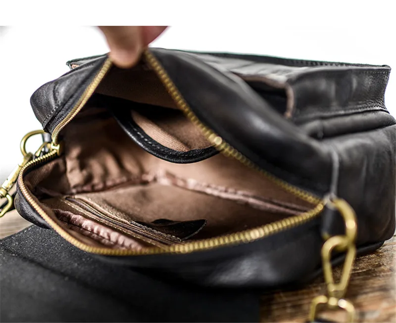 Fashion outdoor casual organizer genuine leather men's messenger bag high quality luxury natural real cowhide black shoulder bag