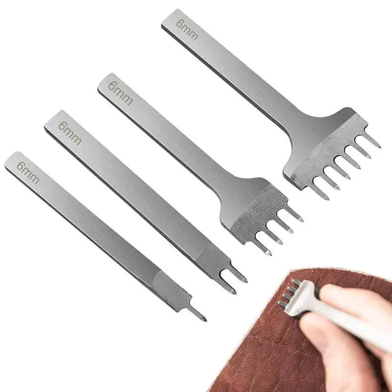

Leather Tooth Punch Hole Punches For Leather With Comfortable Grip 4pcs Punching Tools For Leather Rustproof White Steel For