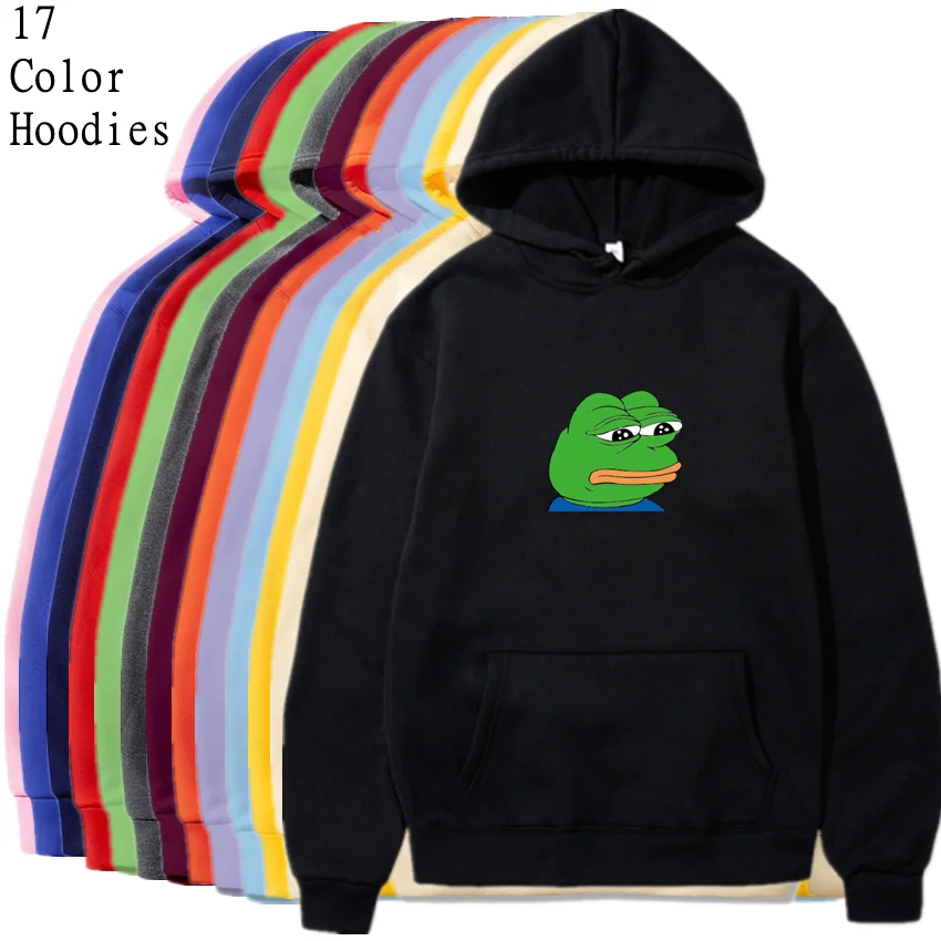 Harajuku Hip Hop Hoodies Sweatshirt Male Japanese Fashion Casual Hoodie Sad Tearing Frog Print Hoodies Men Hooded Sweatshirts