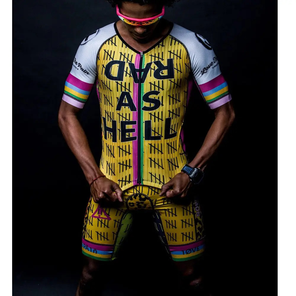 

Love The Pain Triathlon Men's Cycling Skinsuit Speedsuit Trisuit Short Sleeve Speedsuit Maillot Ciclismo Running Clothing swim