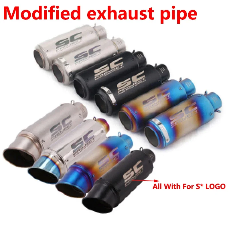 

51/60mm sc Universal Carbon Fiber Motorcycle Exhaust Pipe Pass-through Exhaust Pipe for Racing Motorcycle GP-project Modify Part